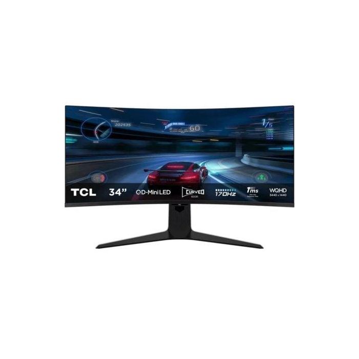 Monitor Gaming Curvo TCL 34R83Q 34"/ WQHD/ 1ms/ 170Hz/ VA/ Regulable en altura/ Blanco y Negro Monitor Gaming Curvo TCL 34R83Q 34"/ WQHD/ 1ms/ 170Hz/ VA/ Regulable en altura/ Blanco y Negro