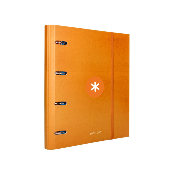 Antartik Carpeta con recambio A4 cuadro 5mm forrada 4 anillas 40mm redondas con solapa color mostaza 3
