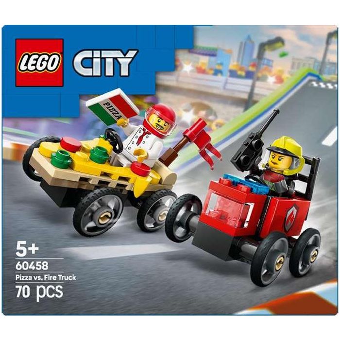 Juego de construccion coches de carreras: pizza vs camión de bomberos lego city 2 Juego de construccion coches de carreras: pizza vs camión de bomberos lego city 2