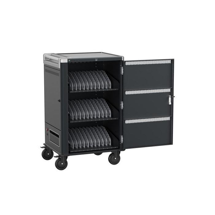 Ewent EW1701 Armario de gestión y carga para 36 dispositivos portátiles y tablets hasta 15.6", con sistema de carga inteligente y ruedas bloqueables, Negro, Gris Ewent EW1701 Armario de gestión y carga para 36 dispositivos portátiles y tablets hasta 15.6", con sistema de carga inteligente y ruedas bloqueables, Negro, Gris