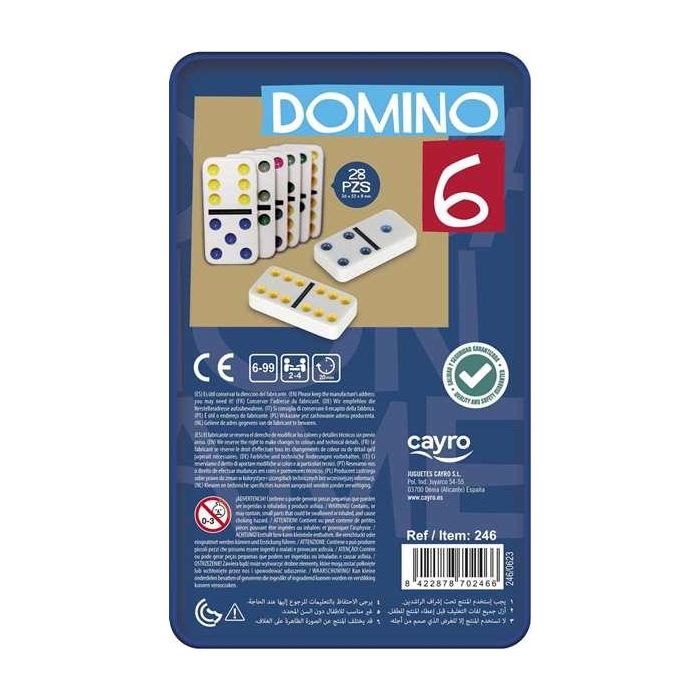 Domino doble 6 colores tamaño pieza 5.1x2.5x0.8 cm 1 Domino doble 6 colores tamaño pieza 5.1x2.5x0.8 cm 1