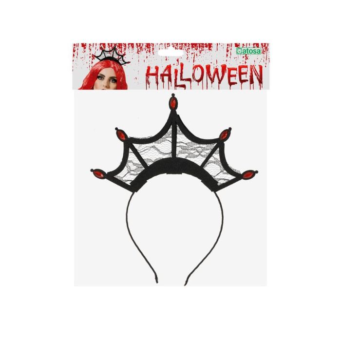 Diadema Halloween Telaraña Negra y Roja para Disfraces y Eventos Temáticos 1