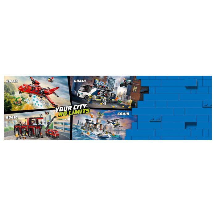 LEGO 60414 Estación de Bomberos y Camión de Bomberos, Figura de Perro de Juguete y 5 Minifiguras, Regalo Infantil