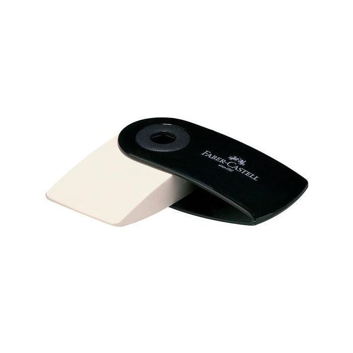 Faber Castell Goma de Borrar Sleeve Mini Ergonómica Negra sin PVC (24 Unidades) con Funda Protectora que no deja Mancha (24 Unidades)