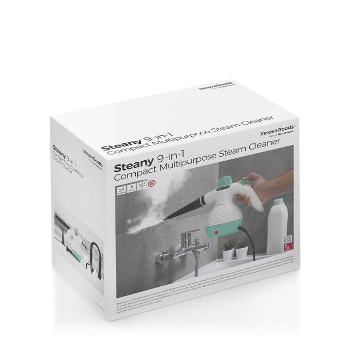 Vaporeta de Mano Multiusos con Accesorios 9 en 1 Steany InnovaGoods 0,35 L 3 Bar 1000W 1 Vaporeta de Mano Multiusos con Accesorios 9 en 1 Steany InnovaGoods 0,35 L 3 Bar 1000W 1