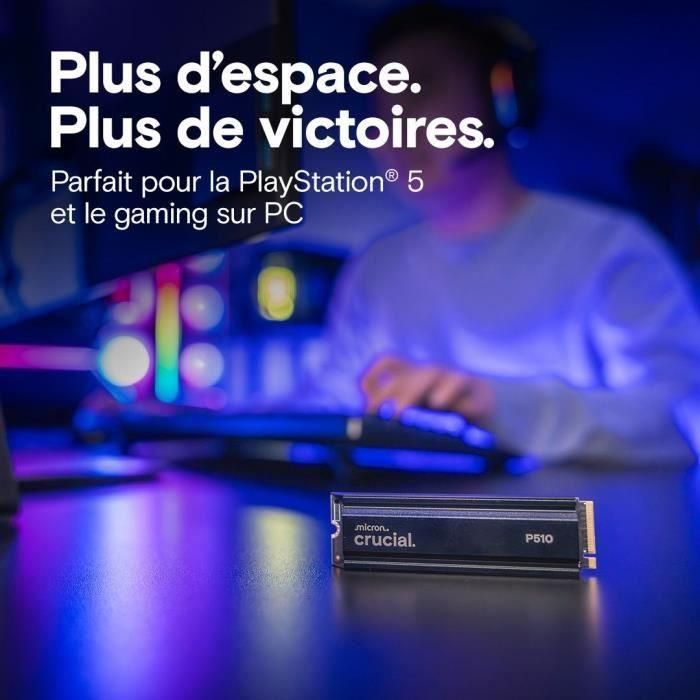 CRUCIAL - P510 - SSD interno - 1 TB - PCIe Gen4 NVMe M.2 - Con disipador - Velocidad de lectura hasta 1100 MB/s - CT1000P510SSD5 2 CRUCIAL - P510 - SSD interno - 1 TB - PCIe Gen4 NVMe M.2 - Con disipador - Velocidad de lectura hasta 1100 MB/s - CT1000P510SSD5 2