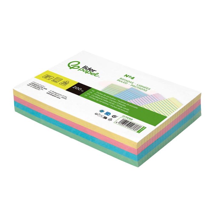 Tarjeta Liderpapel Para Estudiar Rayada Cartulina De Colores 170 gr-M2 125x200 mm Paquete De 200 Unidades 5