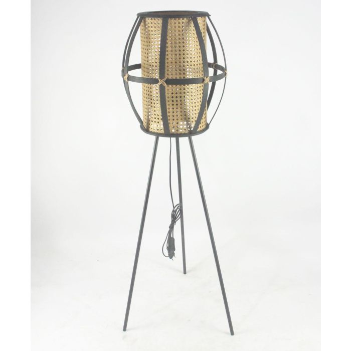 DKD Home Decor Lámpara de Pie Colonial de Bambú y Ratán, Colores Negro y Marrón, Casquillo E27, Potencia 50W, Altura 119 cm
