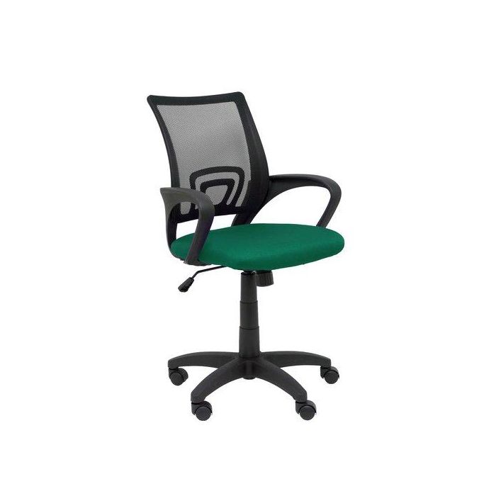 Silla Piqueras Y Crespo Vianos Brazos Fijos Mecanismo Basculante Con Regulador De Presion Elevacion Del Asiento En Altura Ruedas Nylon Respaldo Malla Transpirable Negra Y Tapizado Bali Verde Botella