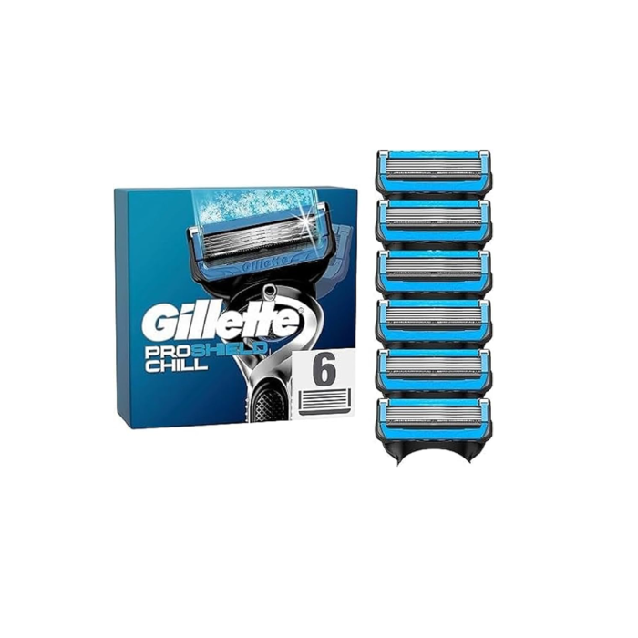 Gillette Proshield Chill Razor Blades 6 Replacement Blades For Men'S Wet Razors With 5 Blades