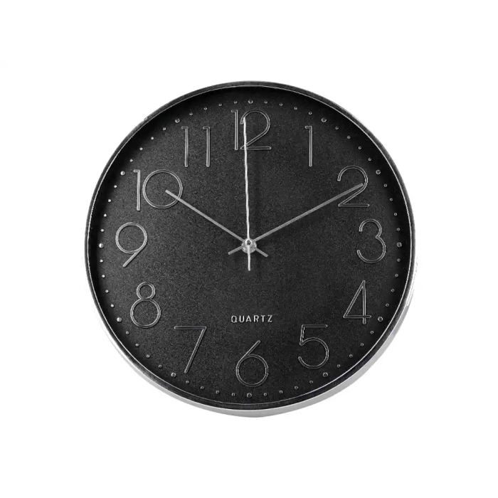 Q-connect Reloj de Pared Analógico Plateado Silencioso 305x305x40mm 1