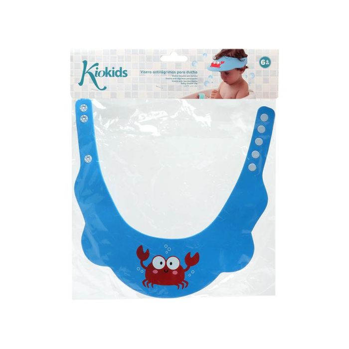 KioKids Visera Antilágrimas Baño para Bebé Cangrejo, Protección Impermeable de Ojos y Orejas, Material EVA Azul, Ajustable +9 meses 4