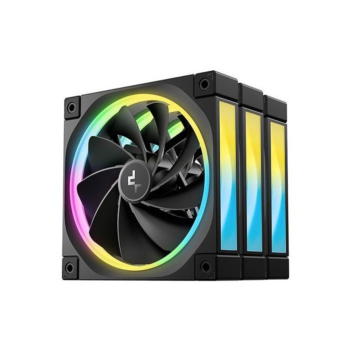DeepCool FL12R-3 IN 1 Triple-Pack Ventilador 120mm RGB para Carcasa PC, 500-2150 RPM, 93,45 m³/h, Negro