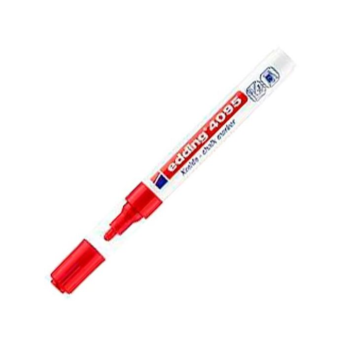 Edding Marcador Tiza Líquida 4095 Borrable Rojo Punta Redonda 2-3mm para Ventanas y Pizarras (10 Unidades) (10 Unidades)