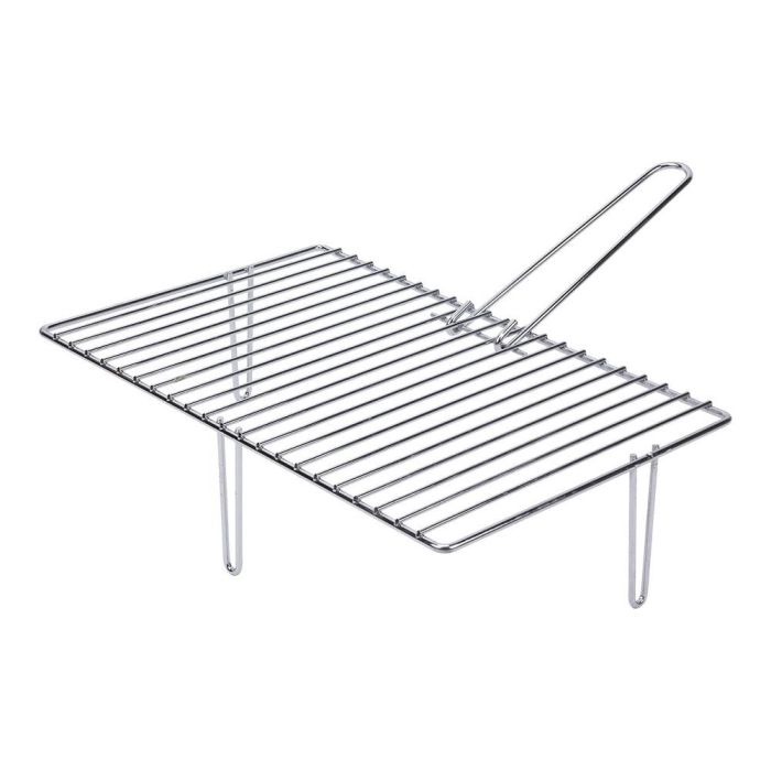 Sauvic Parrilla cincada de 3 patas para chimeneas, hierro zincado, 46,6x28cm, mango extraíble, patas 12cm