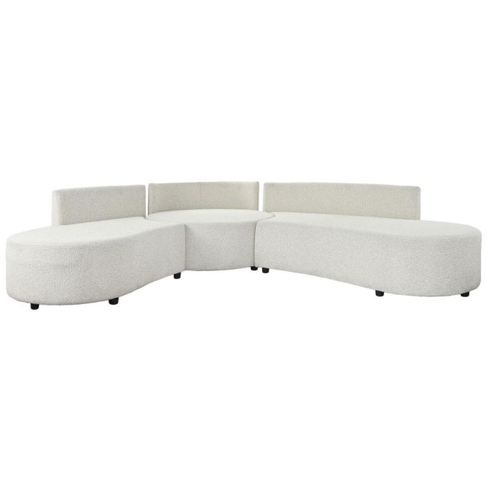 DKD Home Decor Sofá Moderno Modular de Poliéster y Madera, Blanco Roto 250x241x66 cm, Asiento 40 cm 3