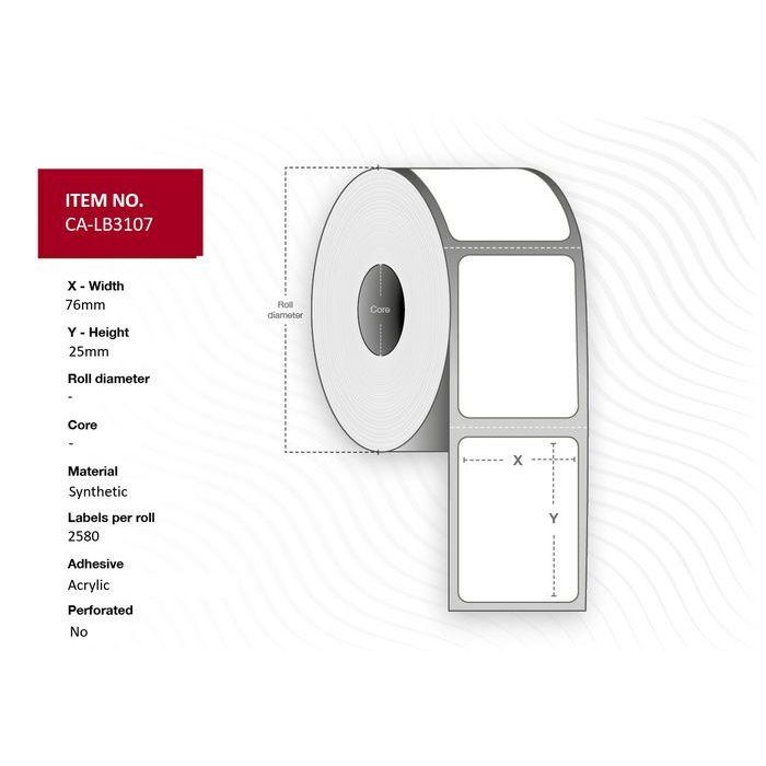 Capture Rollo de Etiquetas Sintéticas de Poliéster Brillante 76x25mm, 1 Unidad