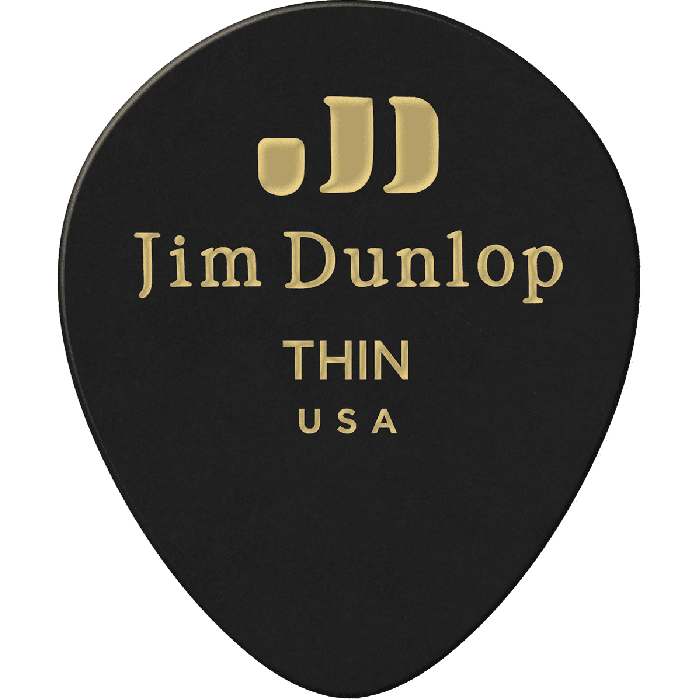 Dunlop Púas Guitarra Genuine Celluloid Teardrop Negro Thin Pack 12 Ud 1