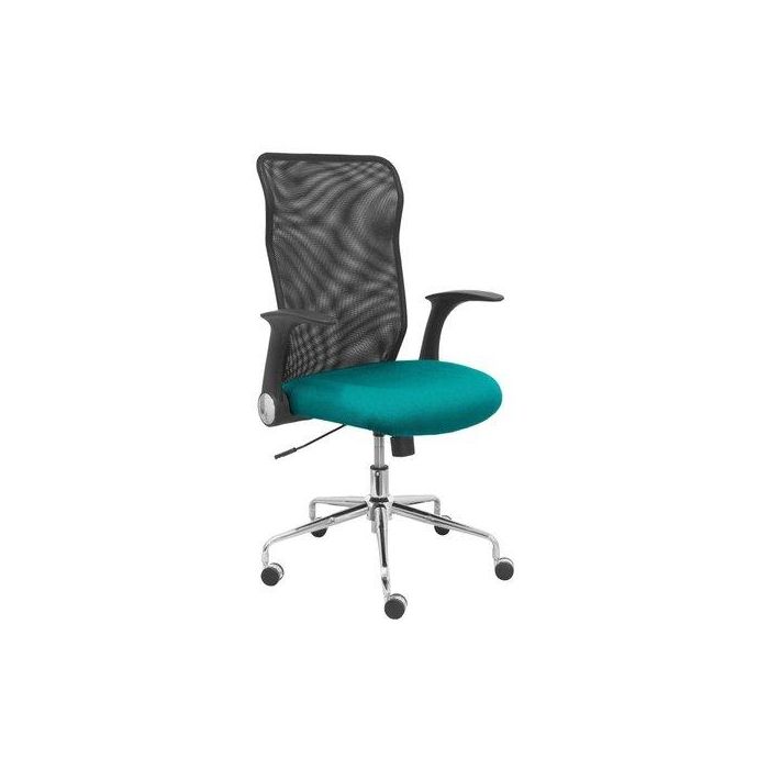 Silla Piqueras Y Crespo Minaya Brazos Retractiles Mecanismo Basculante Ergonomica Respaldo Malla Transpirable Negra Asiento Tapizado Bali Verde Turquesa