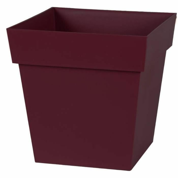 Eda EDA3086960273712 Macetero Cuadrado Tuscany 32x32x32 cm, 22 L, Rojo Burdeos