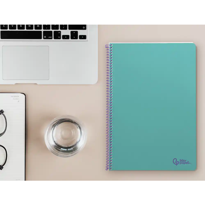 Liderpapel Cuaderno Espiral Smart A4 Tapa Blanda 80 Hojas 75gr Cuadro 4mm con Margen Color Turquesa 9