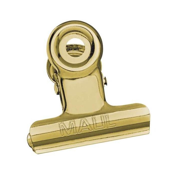 MAUL 2173092 Pinzas Sujetapapeles MAULstandard de Metal Oro 30 mm, Paquete de 10 unidades