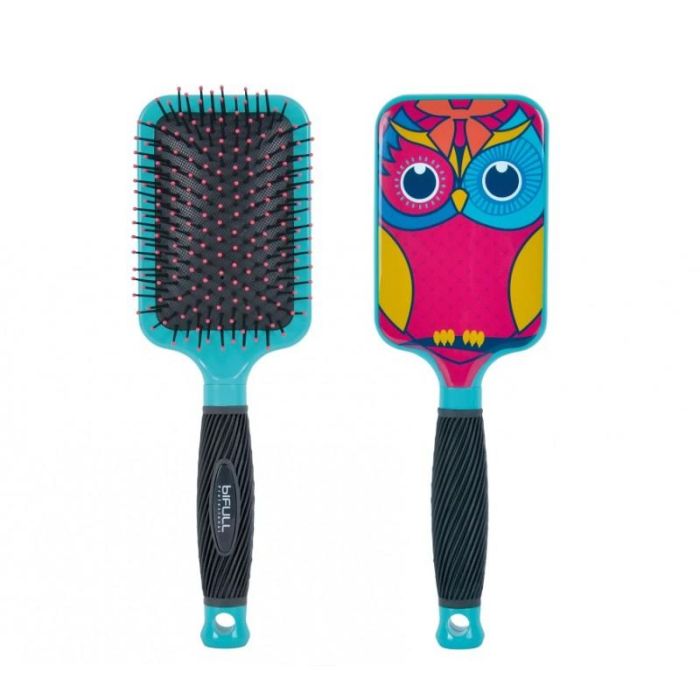 Bifull Cepillo Raqueta Búho Pink - Diseño Ergonómico y Suave para Desenredar
