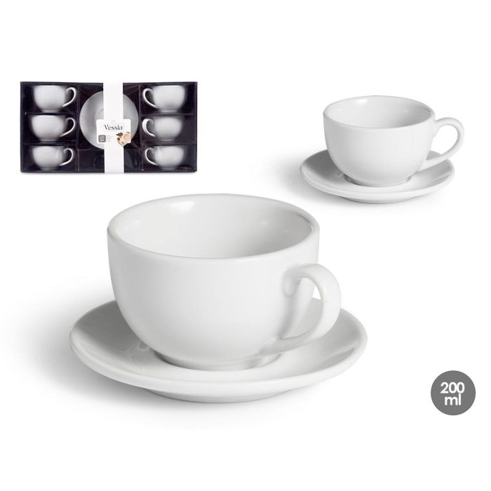 Set 6 Tazas Cafe Porcelana Blanca Con Plato 200Ml Vessia 21X11CM (6 Unidades) Set 6 Tazas Cafe Porcelana Blanca Con Plato 200Ml Vessia 21X11CM (6 Unidades)