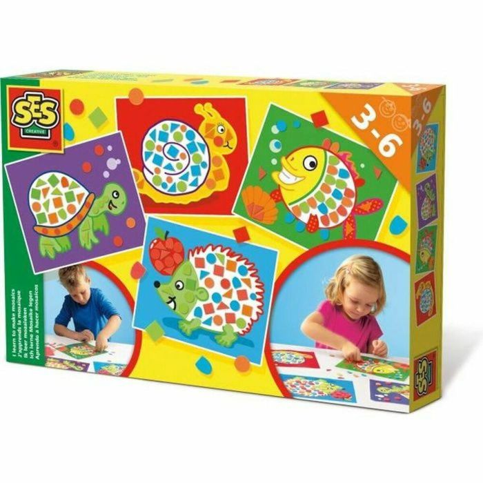 Ses Creative - Kit de Mosaico para Niños: Estoy Aprendiendo Mosaico con Formas de Espuma Autoadhesivas y 4 Diseños