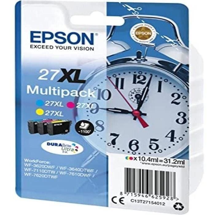 EPSON 27XL Alarm Clock Cartridge - Cian, Magenta and Yellow - 3x10.4ml - 100 páginas 1 EPSON 27XL Alarm Clock Cartridge - Cian, Magenta and Yellow - 3x10.4ml - 100 páginas 1