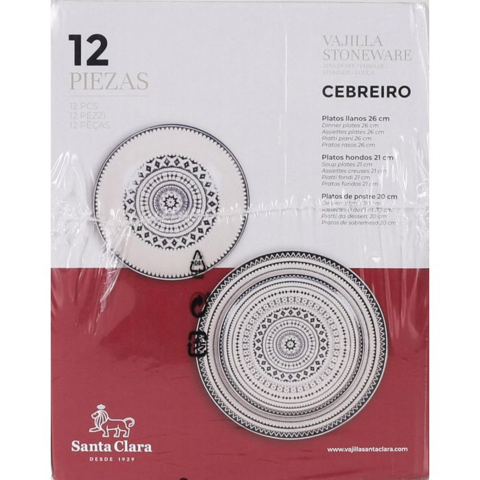 Vajilla Cebreiro Monaco 12 Piezas - Santa Clara, Stoneware, Lavavajillas y Microondas (2 Unidades) 5 Vajilla Cebreiro Monaco 12 Piezas - Santa Clara, Stoneware, Lavavajillas y Microondas (2 Unidades) 5