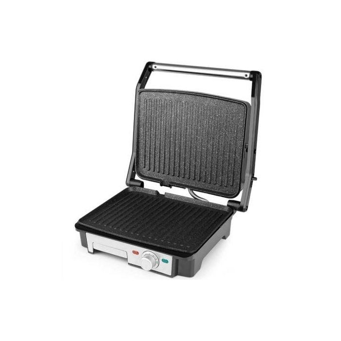 Orbegozo GR 4570 Grill Eléctrico 2200W, Placas Abatibles 180º Antiadherentes 29x23.5cm, Libre de PFOA/PTFE, Termostato Regulable 1
