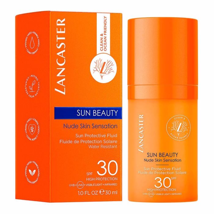 Lancaster SUN BEAUTY Protective Fluid SPF30 30 ml protector solar facial biodegradable para piel con bronceado dorado