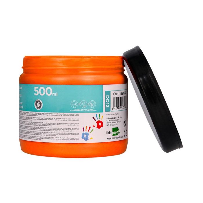 Pintura Dedos Liderpapel Naranja Tarrina De 500 Cc 5