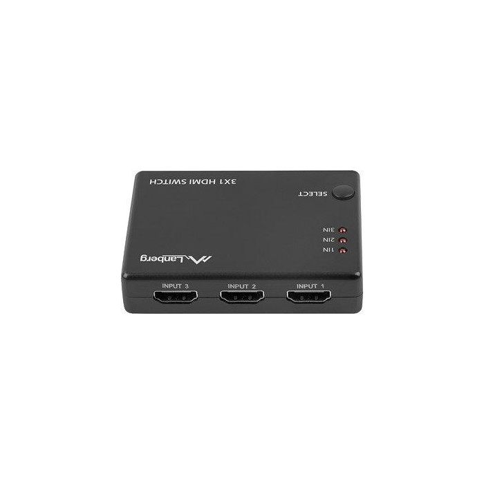 Lanberg SWV-HDMI-0003 Switch HDMI 3 Entradas 1 Salida HDMI 2.0b 4K Ultra HD 60 Hz Negro Lanberg SWV-HDMI-0003 Switch HDMI 3 Entradas 1 Salida HDMI 2.0b 4K Ultra HD 60 Hz Negro