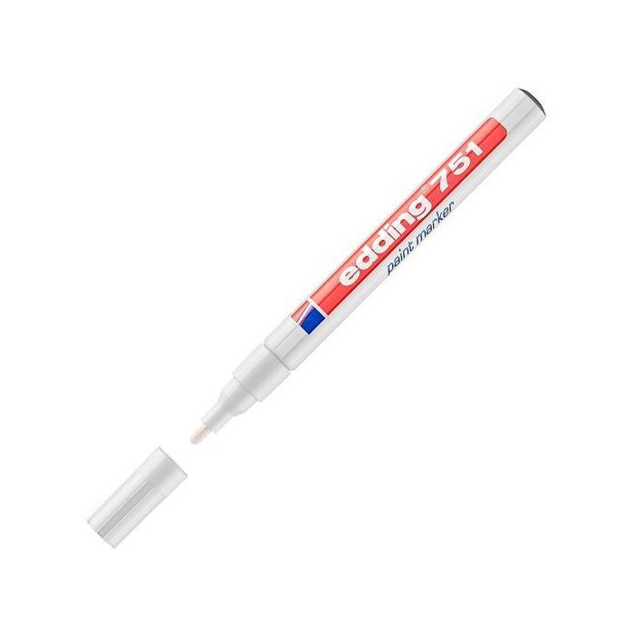Edding Marcador Permanente 751 Tinta Opaca Blanco - Caja de 10 Unidades para superficies claras y oscuras (10 Unidades)