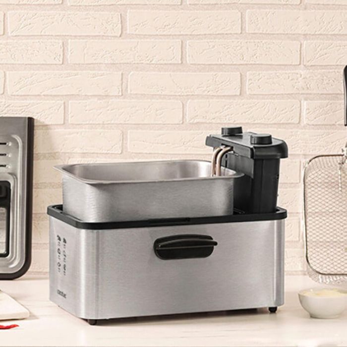 Cecotec CleanFry Infinity 3000 Full Inox Freidora Eléctrica 3L 2400W, Filtro OilCleaner, Apta Lavavajillas 3