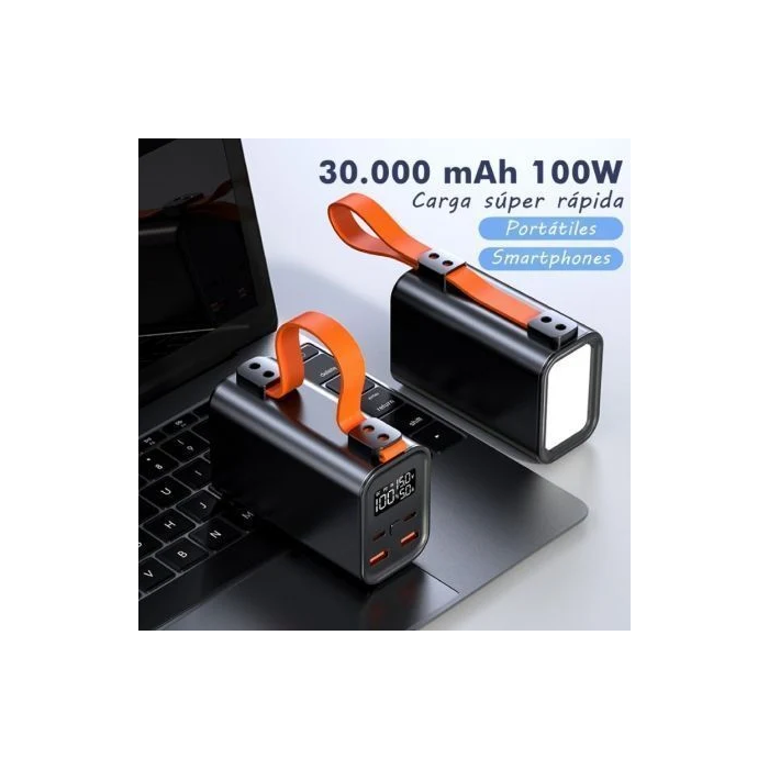 Leotec Batería Externa Portátil 30.000mAh 100W PD con 4 Salidas (2 USB-C, 2 USB-A) y Panel LCD 3 Leotec Batería Externa Portátil 30.000mAh 100W PD con 4 Salidas (2 USB-C, 2 USB-A) y Panel LCD 3