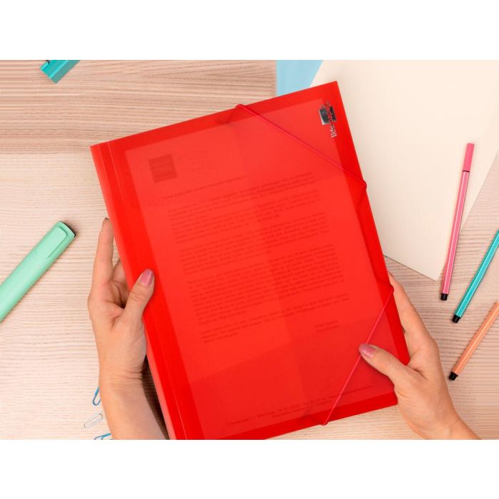 Carpeta Liderpapel Gomas Solapas 34960 Polipropileno Din A4 Rojo Translucido 6