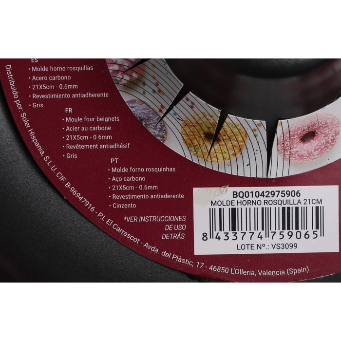 Molde para horno de rosquillas 21 cm Quttin (12 Unidades) 12 Molde para horno de rosquillas 21 cm Quttin (12 Unidades) 12