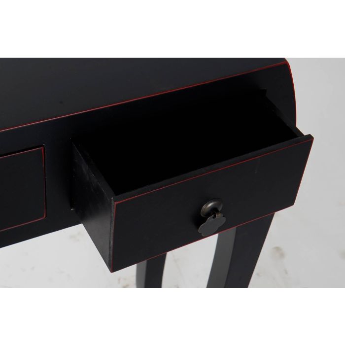 DKD Home Decor Consola Oriental Masako de Abeto y MDF, Colores Negro y Rojo, con 3 Cajones, Desmontable, 96x26x80 cm 4
