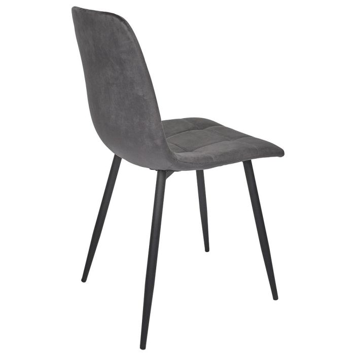 Home Deco Factory Silla Mateo Gris Colección Essentiel Estructura Madera Patas Hierro Tapizado Poliéster PU Altura Asiento 48cm Medidas 45x52cm H88cm 4