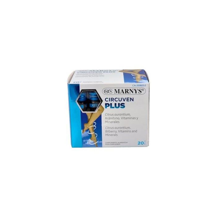 MARNYS Circuven Plus con Arándano, Vitaminas y Minerales, Viales para Funcionamiento de Vasos Sanguíneos, 20 Ampollas