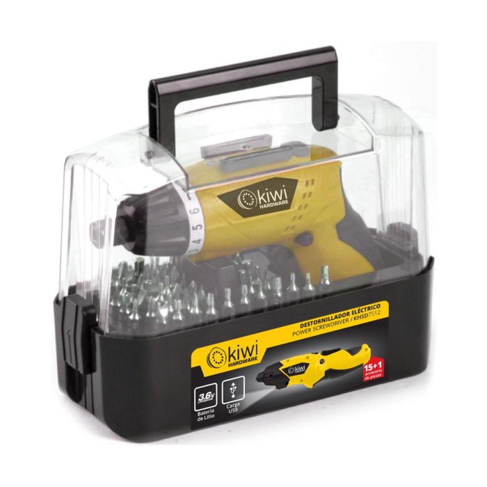 Set de Destornillador Eléctrico Inalámbrico con 15 Accesorios - Kiwi (5 Cajas) 7 Set de Destornillador Eléctrico Inalámbrico con 15 Accesorios - Kiwi (5 Cajas) 7