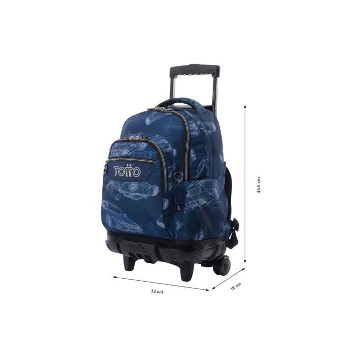 Totto Mochila Renglones Blueprint con ruedas, 26L, Azul marino, MA03ECO006-2426P-0JJ