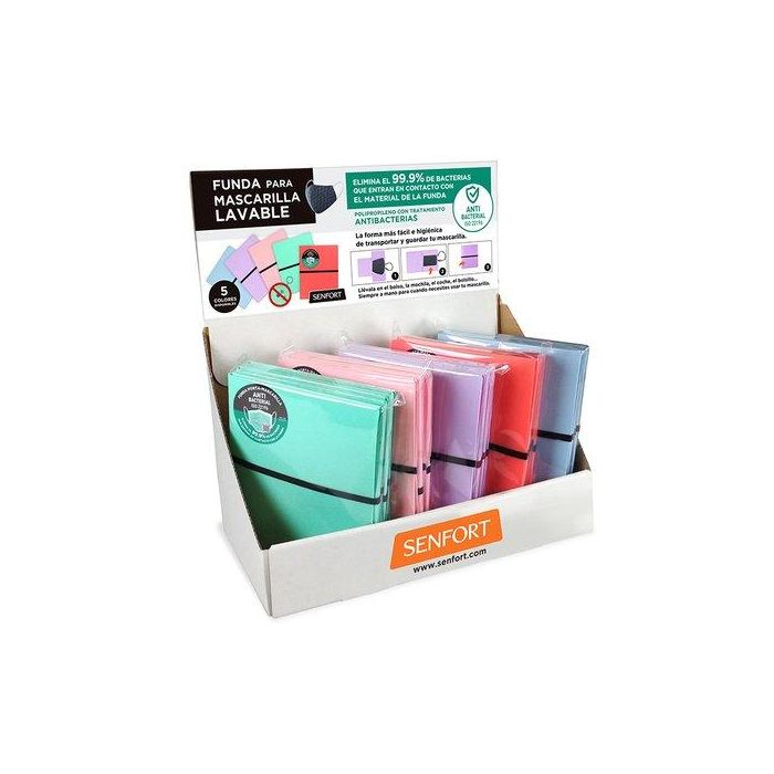 Estuche Porta Mascarilla Senfort Antibacteriana Lavable 120X145 Surtido Expositor De 25