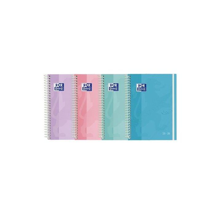 Oxford Agenda Escolar Touch Pastel Espiral 4º Sv T-Extradura C-Surtidos 2025-2026 Castellano, Compatible con SCRIBZEE®, Quicknotes®, Tapas Extraduras