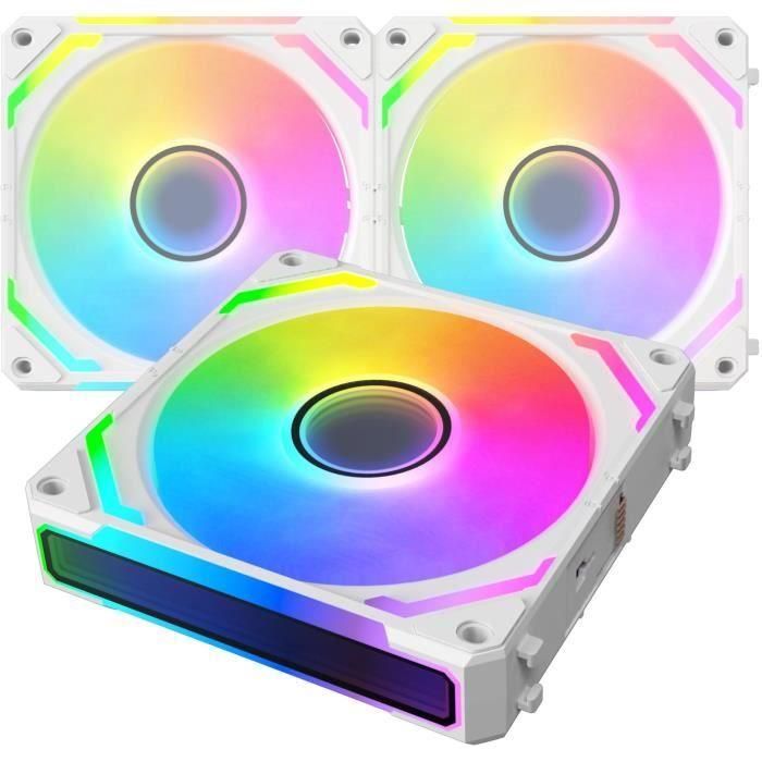 XIGMATEK - Starlink Ultra Arctic (Blanco) - Pack 3 Ventiladores PC - 3x120mm ARGB - 800-2000 RPM - <29,2 dBA - 68,5 CFM - Hub incluido XIGMATEK - Starlink Ultra Arctic (Blanco) - Pack 3 Ventiladores PC - 3x120mm ARGB - 800-2000 RPM - <29,2 dBA - 68,5 CFM - Hub incluido