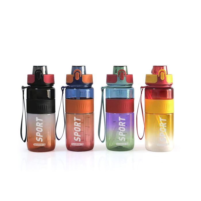 Bewinner Botella Sport Agua Transparente Multicolor 750 ml - 8 cm Ancho x 23 cm Alto (12 Unidades) 1