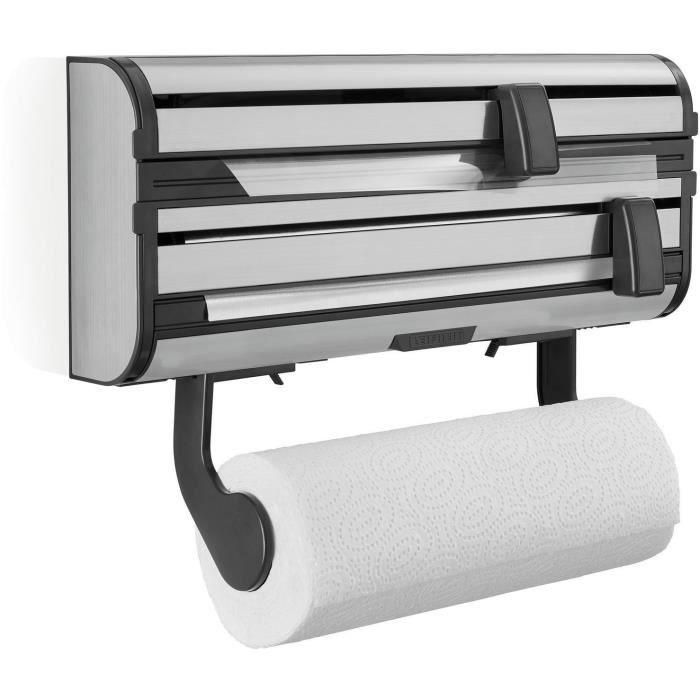 Leifheit 25793 Dispensador de pared Parat Royal 3 en 1 para toallas de papel, film y aluminio, cuchillas y freno, acero inoxidable Leifheit 25793 Dispensador de pared Parat Royal 3 en 1 para toallas de papel, film y aluminio, cuchillas y freno, acero inoxidable